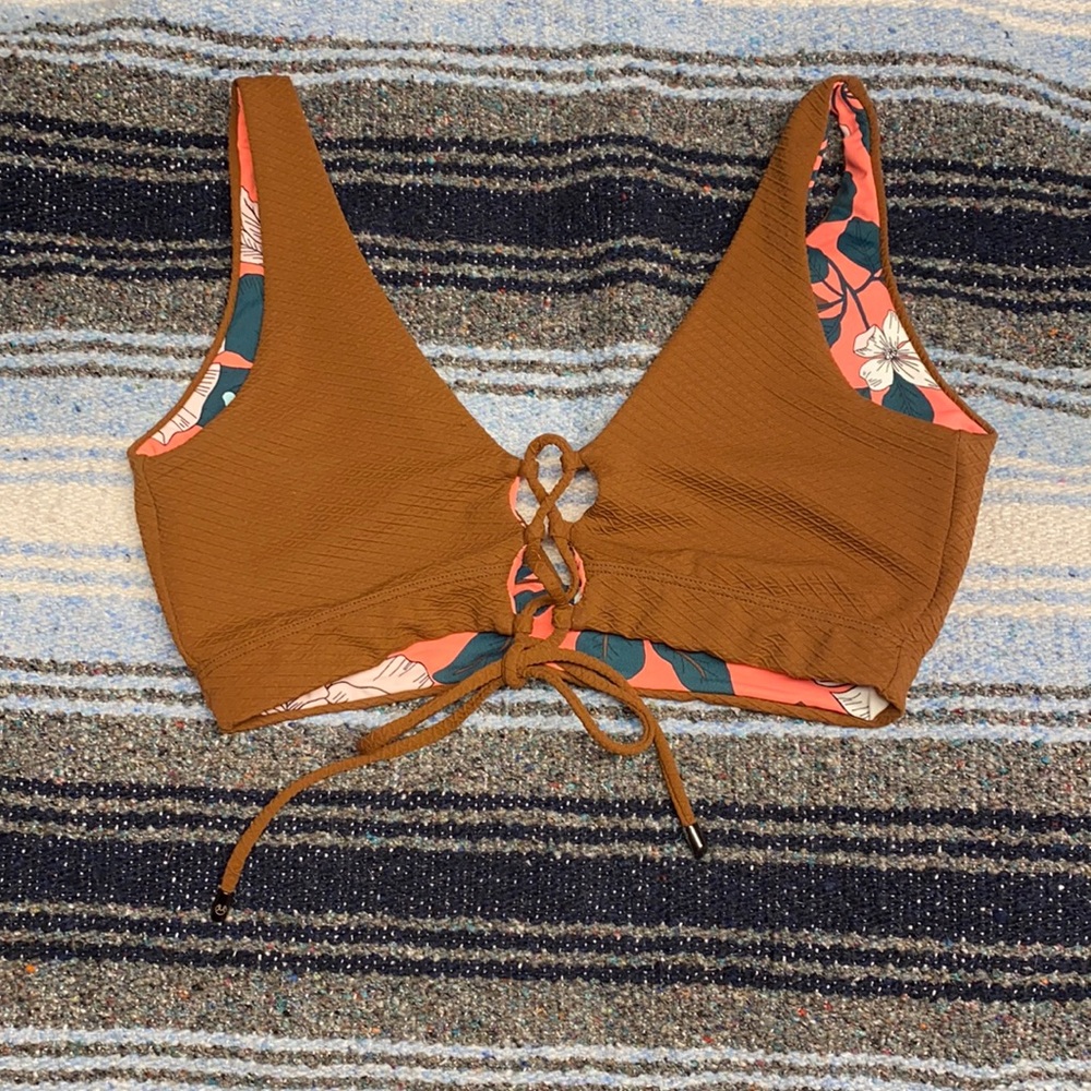 Brown/pink reversible bikini top maaji